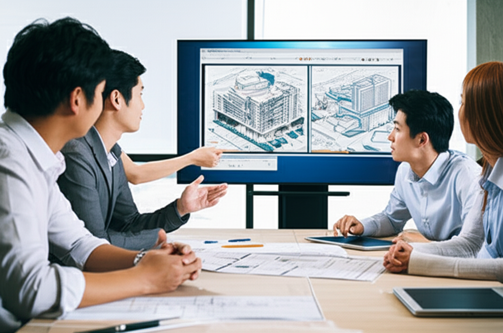 건축 기획 회의 현장